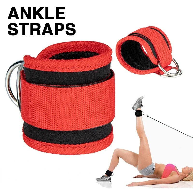 Ankle Straps Gym Accessories Ankle Weights Strap Ankle Weights 1Pair Fitness Ankle Straps Leg Exercises Adjustable D-Ring Ankle Cuffs Gym Workouts Glutes Legs Strength Sports Feet Guard