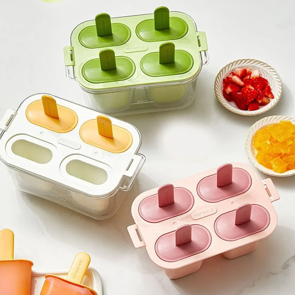 Ice Making Container Easy to Demold Ice Cream Mold Set Food-Grade DIY Popsicle Molds Handmade with Stick Cream Maker Pudding