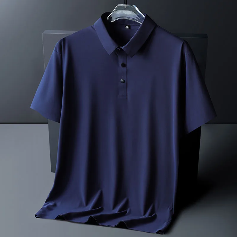 

Basic Summer Thin Polo Shirts Solid Color Casual Short Sleeve Commute Men's Clothing Stylish Turn-down Collar Button T-shirts