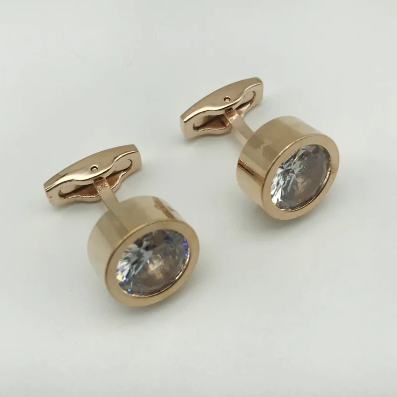 Luxury MB Classic Design Cufflinks With Six Star Branding Round Removable Diamond Mirror Surface Button Box Set