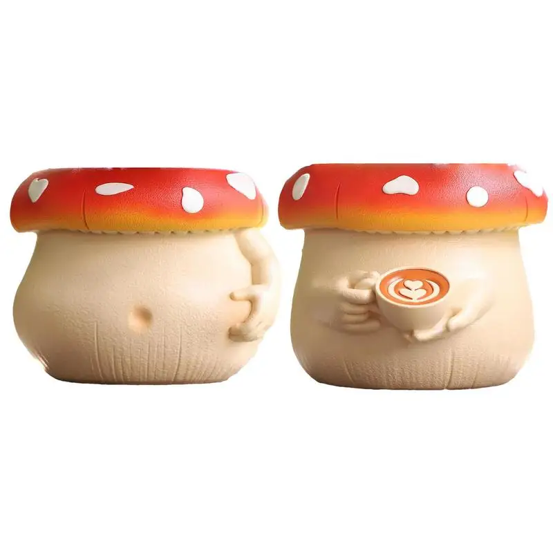 

Cute Belly Coffee Cup Mushroom Planter Succulent Flower Pots Vase With Drainage Bonsai Plant Holder For Indoor Patio Yard Decor