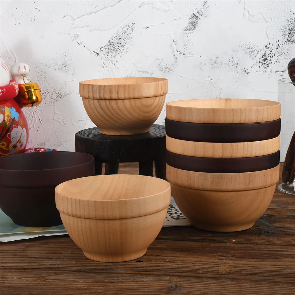 

Wooden Noodles Rice Soup Bowl 2022 Eco Friendly Food Storage Container Kitchen Tableware Gadget Fruit