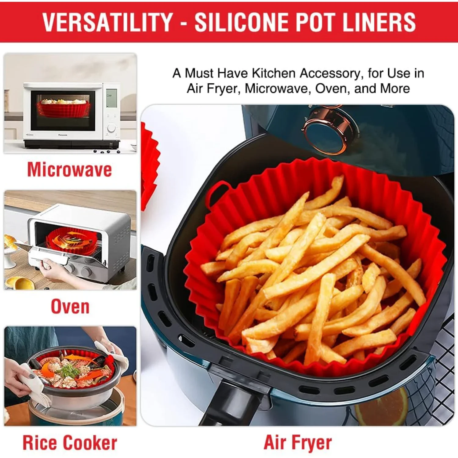 Air Fryer Silicone Liners for Air Fryer AF101 4QT AF161/AF150 5.5QT, for //PowerXL/InstantPot// 4QT, and Most 3 to 5
