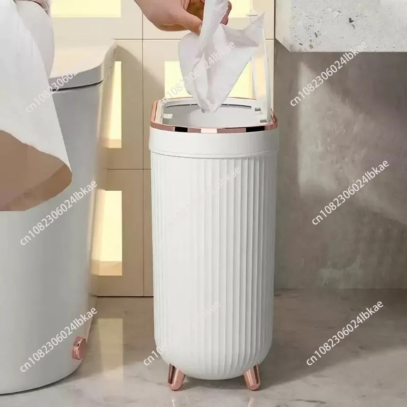 12L 고급형 풋 페달식 휴지통 (욕실/주방용) 방수 골드 휴지통 (뚜껑 포함) 로..
