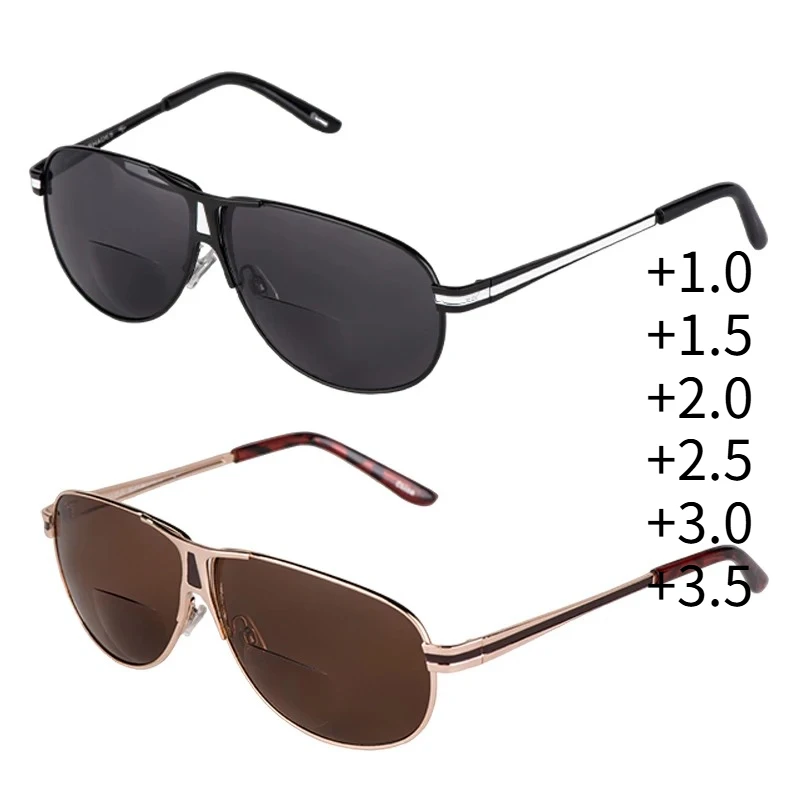 Dual-Lens Prescription Reading Sunglasses with Metal Frame