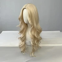 Perruque synthétique bouclée dorée pour cheveux longs bouclés pour fête, cosplay d'Halloween, usage quotidien, accessoire capillaire haute température 4