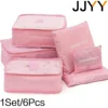 JJYY 1Set/6Pcs Travel Storage Bag Set for Clothes Tidy Organizer Luggage Pouch Suitcase Handbag Closet Divider Drawer 1