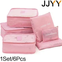 JJYY 1Set/6Pcs Travel Storage Bag Set for Clothes Tidy Organizer Luggage Pouch Suitcase Handbag Closet Divider Drawer 1