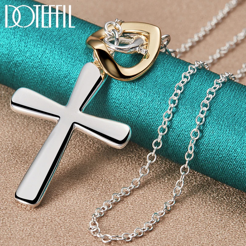 DOTEFFIL925SterlingSilverCrossHeartPendantNecklace1830InchChainForWomanManWedding.jpg