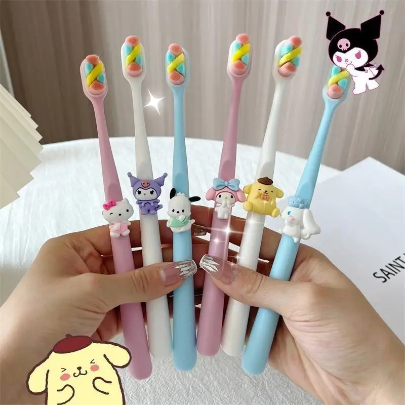 

New Kawaii Sanrio Hellokitty Kuromi Mymelody Cinnamoroll Pochacco Soft Toothbrush Cartoon Couple Style Birthday Gift For Girls