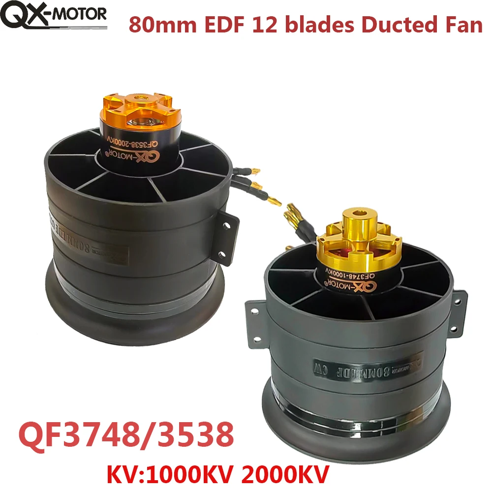 

QX-Motor 80mm EDF 12 blades Ducted Fan CW CCW QF3748 / 3538 Brushless Motor for FMS RC Airplane Drone Model Spare Parts