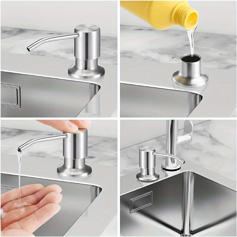 Küchenspülen-Flüssigkeitspumpenkopf aus Edelstahl mit Verlängerungsrohr für Spülmittel & Handdesinfektionsmittel, Badezimmerzubehör – Detail 11