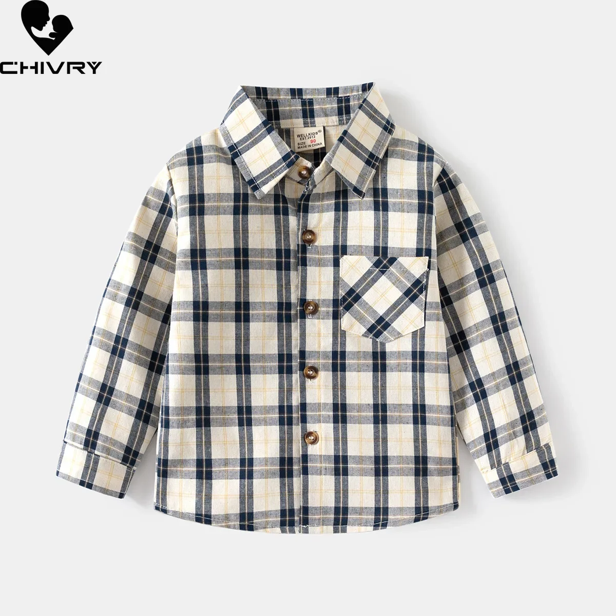 

New 2024 Boys Spring Autumn Classic Plaid Shirts Kids Fashion Long Sleeve Lapel Thin Blouse Shirt Children Casual Tops Clothing