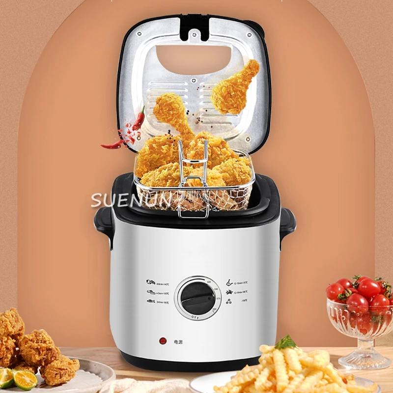 1.2L electric fryer 220V stainless steel detachable liner household mini constant temperature deep fryer