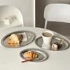 1PC Modern Stainless Steel Tray Afternoon Tea Cake Treat Dish Egg Shaped Tray Creative Stainless Steel Elliptical Plate Decor 2