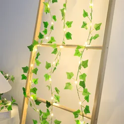 Green Leaf String Lights with Artificial Ivy Vine - Fairy Light Decoration for Weddings, Parties, and Home Decor (Green)