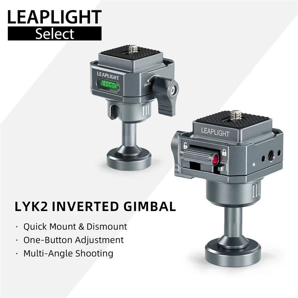 LEAPLIGHT Base Adaptation Trépied Cardan Inversé Rotule Aluminium 360°