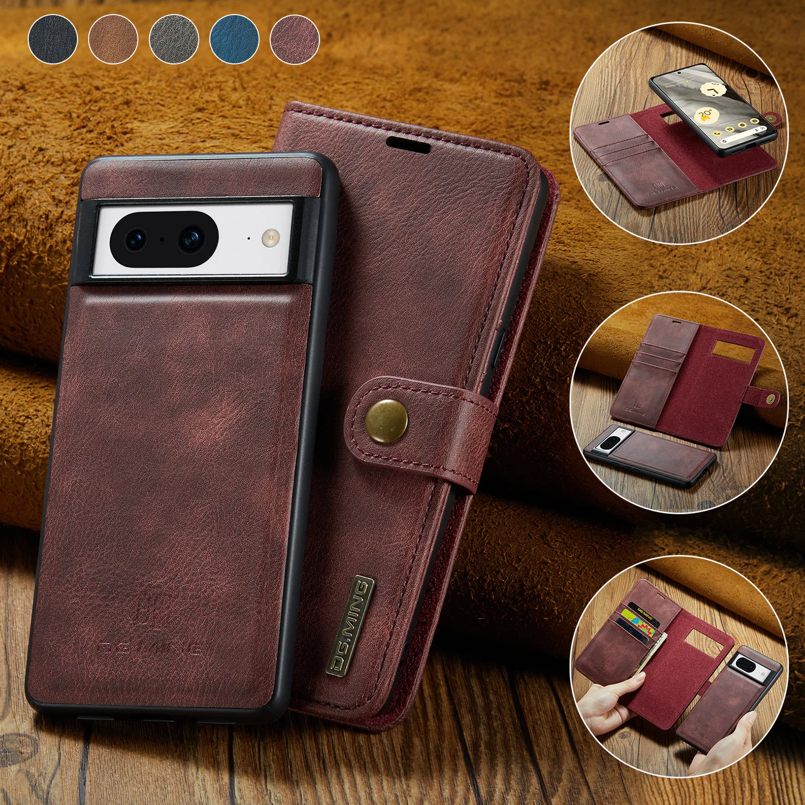 Flip Wallet Phone Case For Google Pixel 8 7 6 Pro 7a 6a 5a Card Pocket Clip Magnetic Shockproof Protective Leather Cover