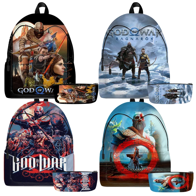 2 Pezzi God Of War Ragnarok Zaino Borse Bambini Bookbag Bambini Kratos Atreus Zaino Ragazzi Ragazze Cartoon Zaini Regali