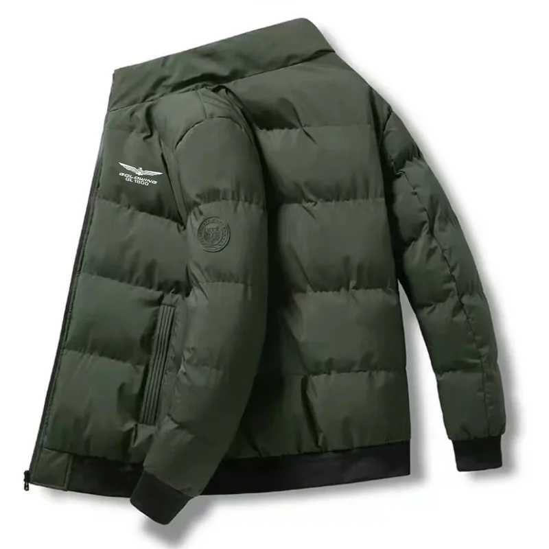 Autumn and Winter Men's Pattern Printed Logo Golden Wing Honda Coast Car Driver Standing Collar Warm Cotton Clothes