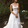 Customized Elegant Pastoral A-Line Spaghetti Stain Square Collar Wedding Dresses Sleeveless Floor Length Bridal Gowns Vestido 4