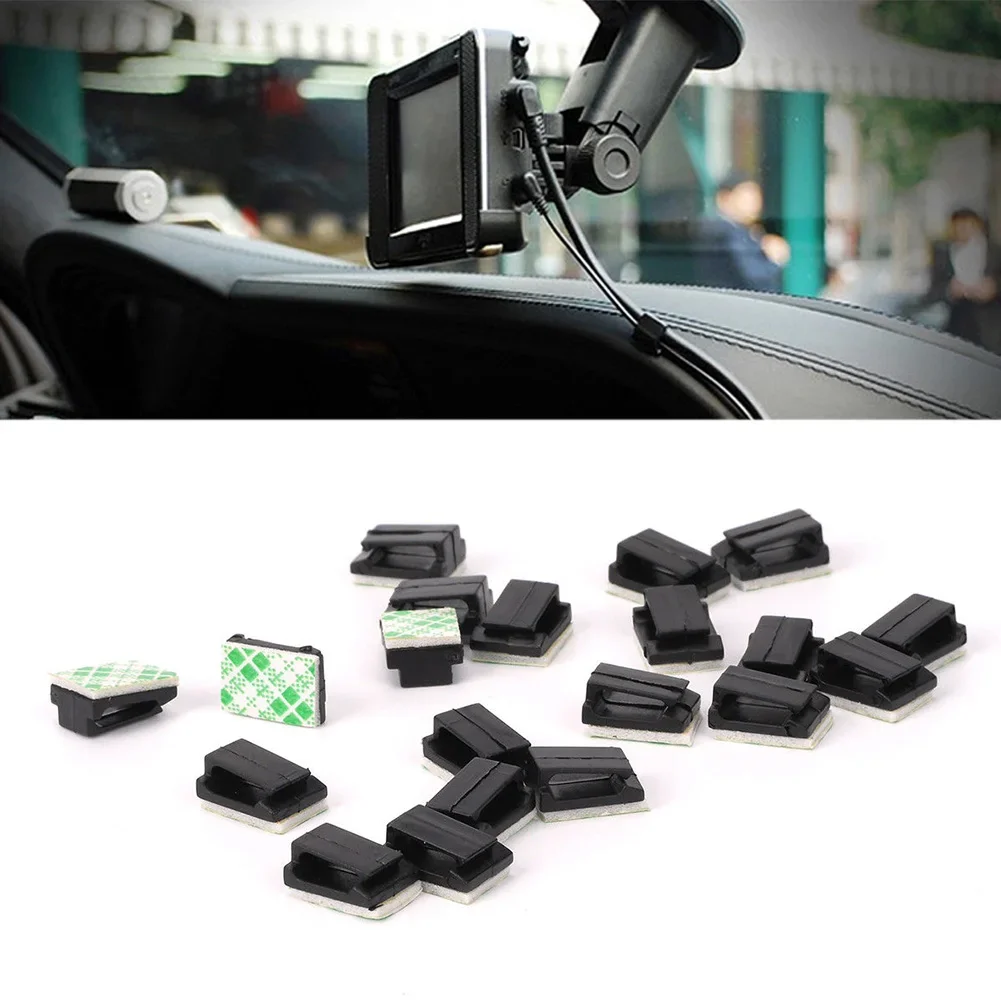 Car Self Adhesive Cable Clip Organizer 20Pcs Drop Wire Holder Cord Management Self-Adhesive Cable Fixed Clamp Wire Winder