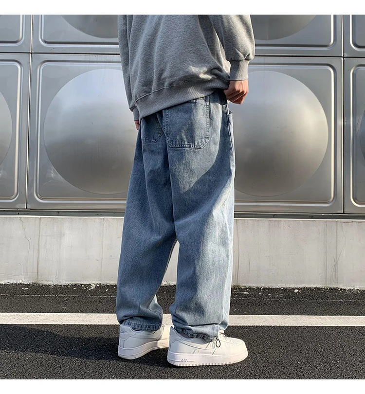 LAPPSTER Men Wid Leg Baggy Harajuku Jeans Pants 2022 Mens Japanese Streetwear Vintage Denim Trousers Man Black Jeans Joggers 5XL regular fit jeans