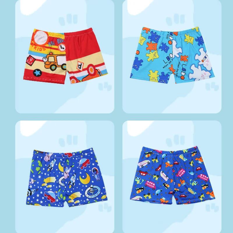 Boys Swimming Trunks Cute Cartoon Baby Swimsuits Winter Baby Boys and Children's Flat Angle Hot Spring Swimming Trunks
