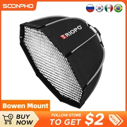 Triopo K55cm K65cm K90cm Softbox Quickly Release Bowens Mount Octagon Softbox With Honeycomb Grid Outdoor Soft Box For Flash