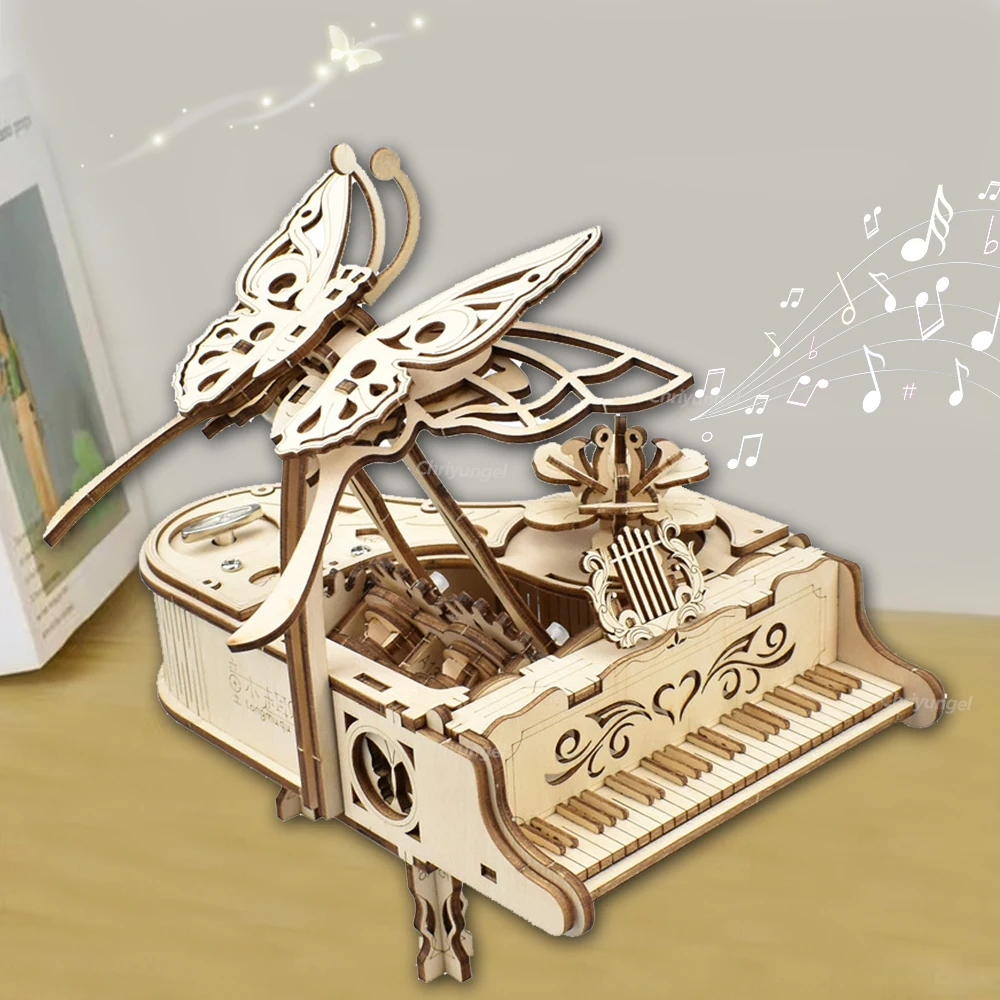 3D Wooden Puzzle Music Box Piano DIY Kit – Creative Home Decor and Craft Gift