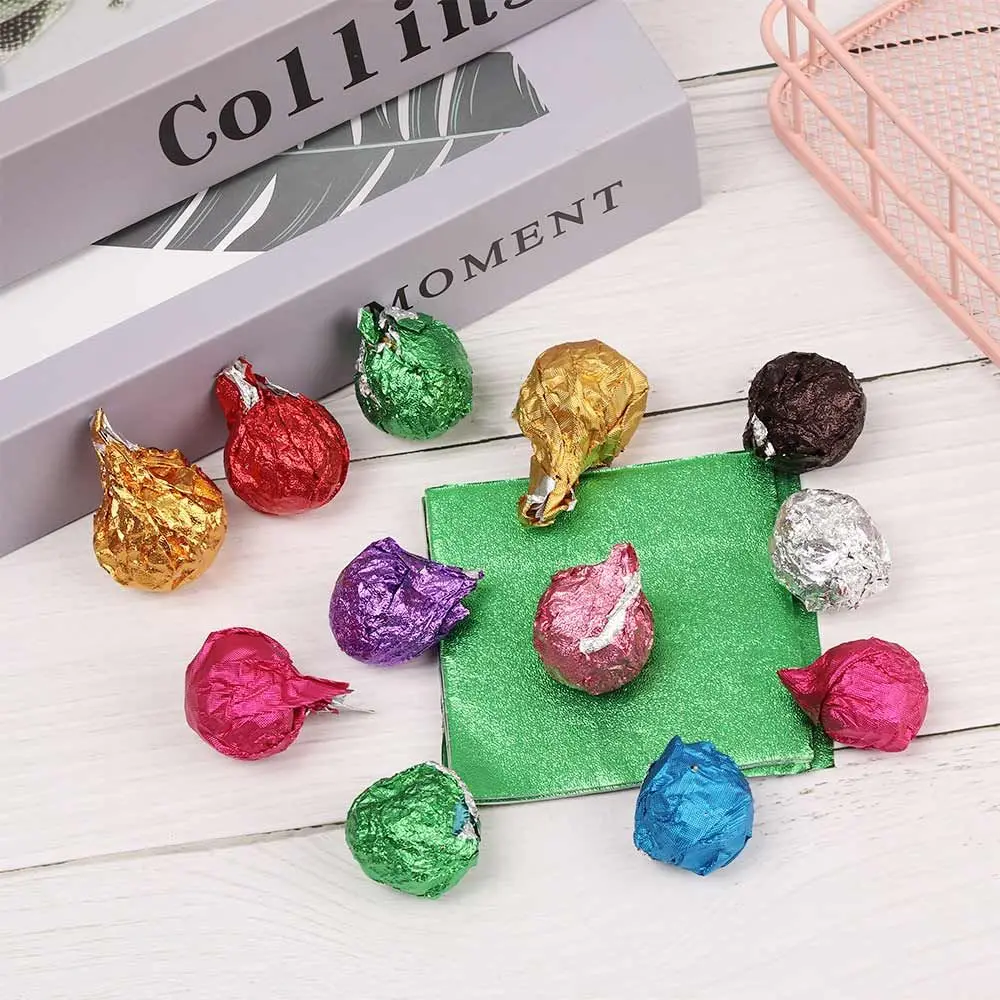 100 stücke Süßigkeiten Schokolade Aluminium folie Geschenk papier Süßigkeiten Farbe Dekor Zinn Lebensmittel vergoldet Hochzeits feier liefert Paket papier – Detail 26