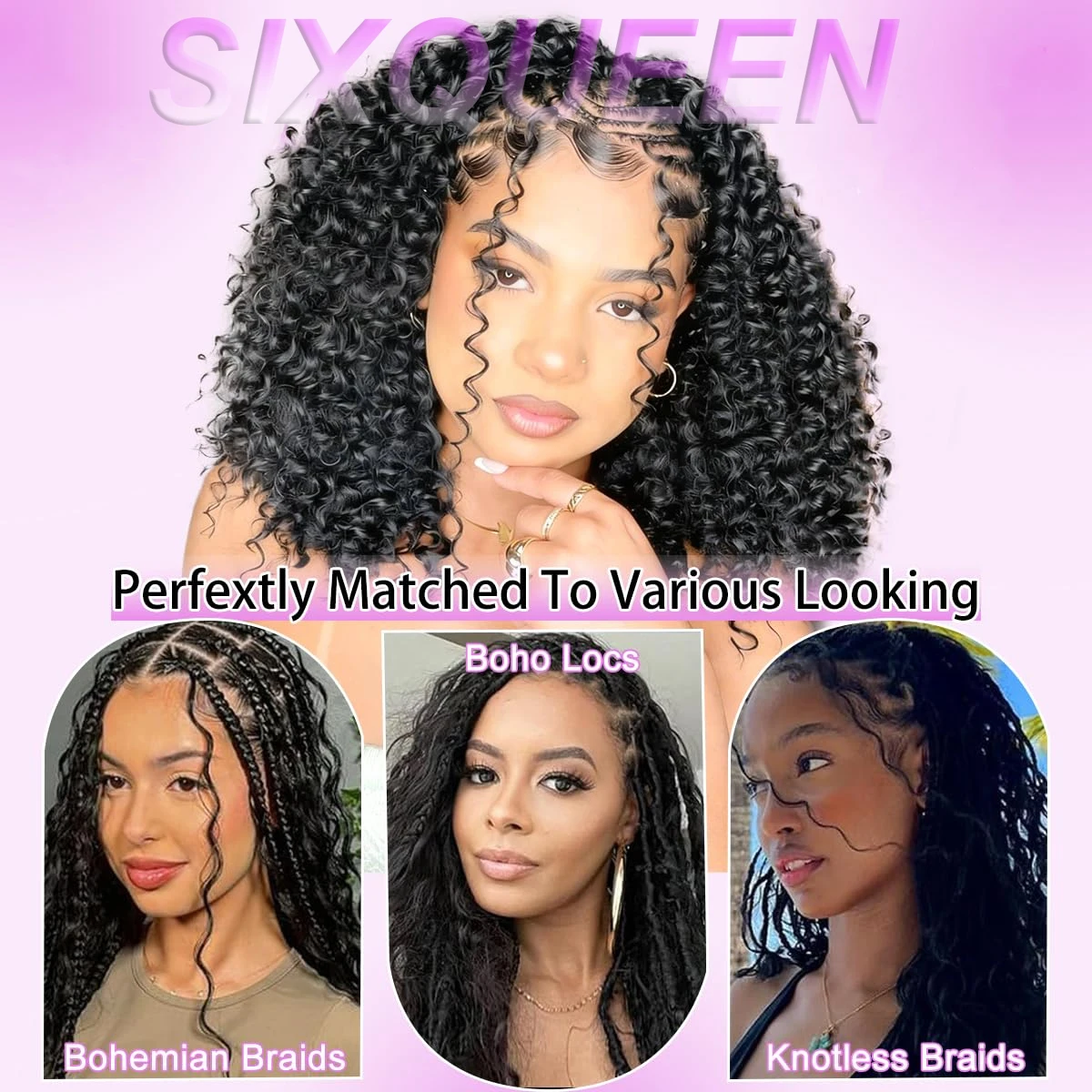 Deep Curly Feather Crochet Hair Pre-Separated Knotless Braids Deep Wave Human Hair Extensions for Dreadlocks & Braided Styles 2