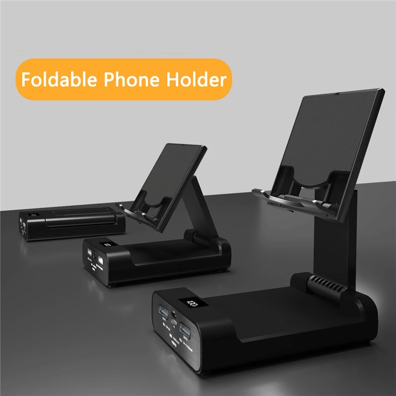 5000Mah/10000Mah Power Bank With Foldable Mobile Phone Holder For Ipad Iphone Samsung Desk Holder Adjustable Desk Bracket