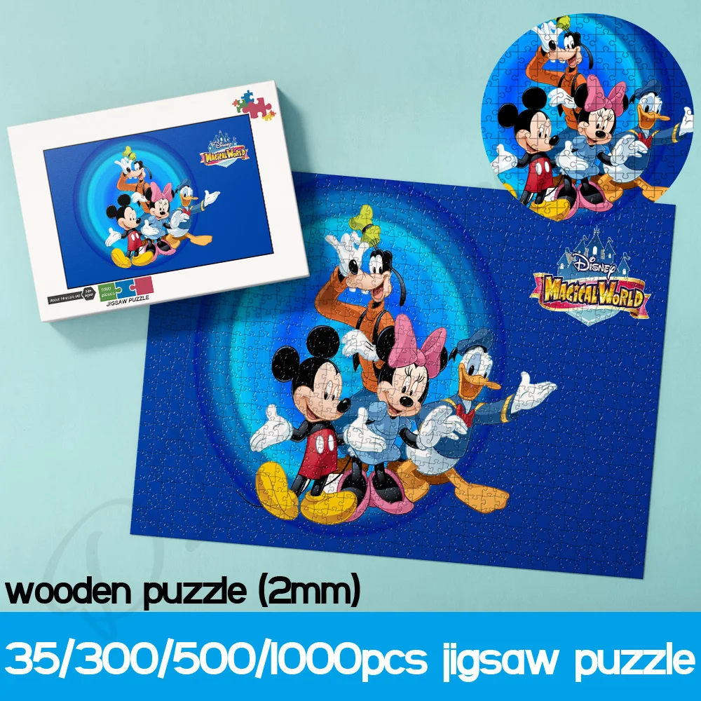 

Disney's Magical World Jigsaw Puzzles Classic Cartoon Characters 500 1000 Pieces Wooden Boxed Puzzles Manual Decompression Toys