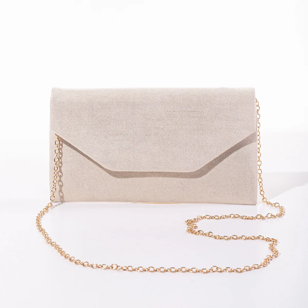 Pochette Da Sera Glitter Oro Champagne - Borsa Elegante Per Matrimonio E Feste, Con Catena Rimovibile