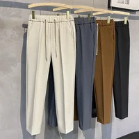 Autumn Collection New Men's Straight-Leg Casual Pants Draped Fashionable Solid Color Nine-Point Length Trousers No Ironing Requi