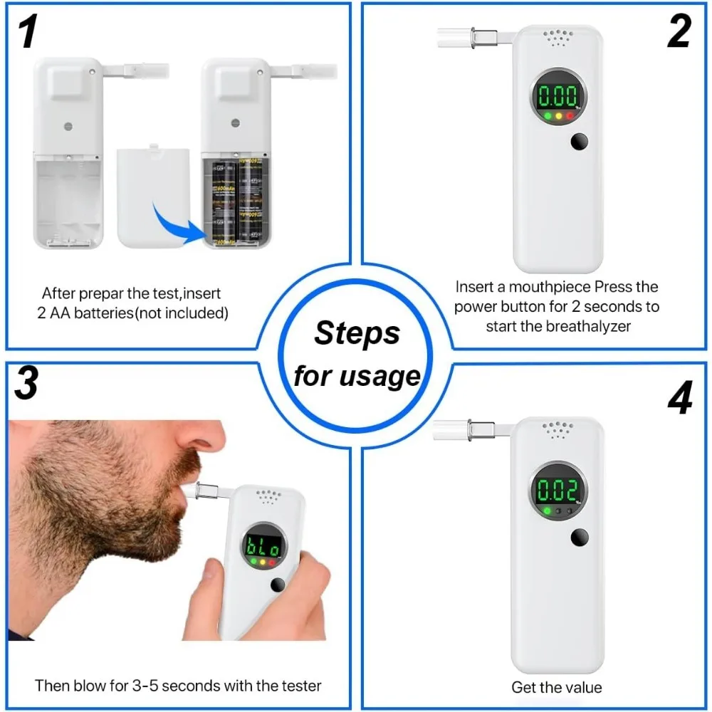 LCD Screen Alcohol Tester Digital Alcohol Detector Breath Tester Breathalyzer Police Alcotest Handheld