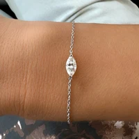 Bracelet solitaire en diamant Moissanite pour femmes, coupe poire/Marquise/coeur, plaqué argent S925, chaîne de poignet en or 18 carats avec certificat 3