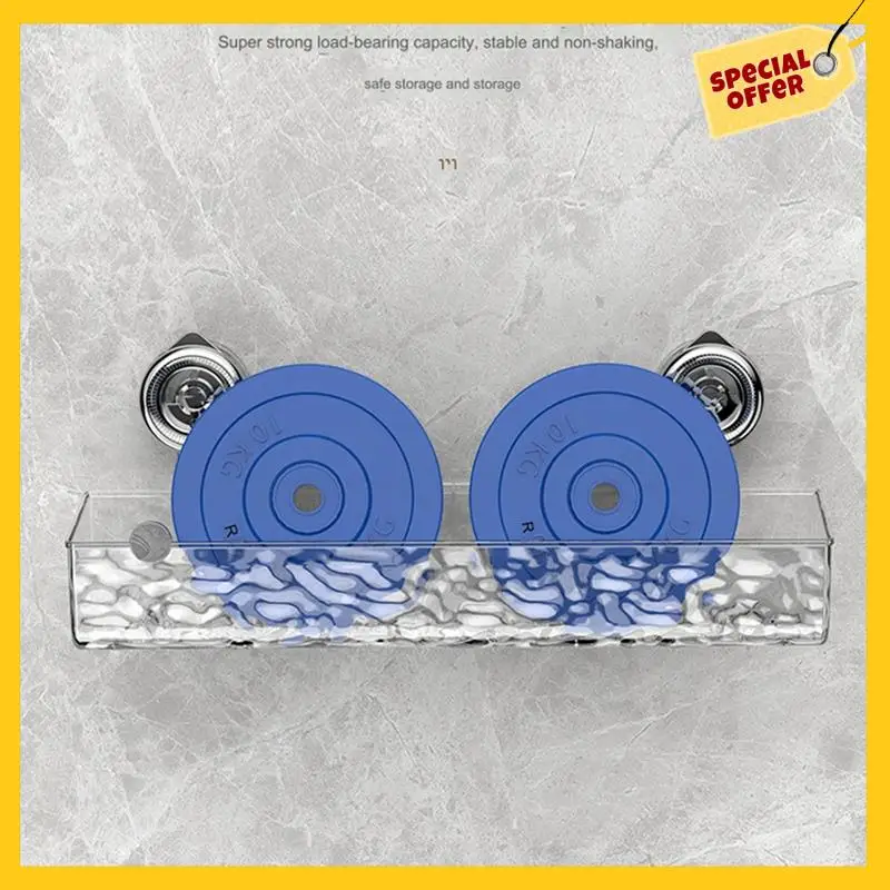 No-Drill, Light Luxury Style Glacier Pattern Suction Cup Shelf,Bathroom Shower Organizer Durable Transparent Fan Style