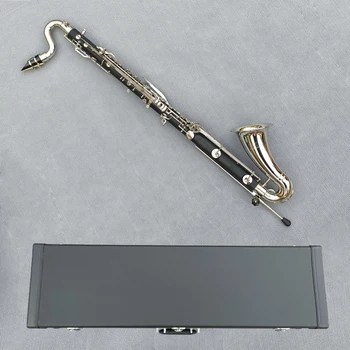TOP Bass Clarinet Professional Bb Clarinet Drop B Tuning Black Tube Clarinet Silvering Keys Musical Instrument orchestra