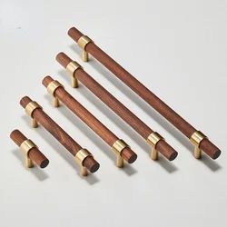 1PC Light Luxury Nordic Simple Brass Handle Black Walnut Cabinet Drawer Wardrobe Door New Chinese Long Handle