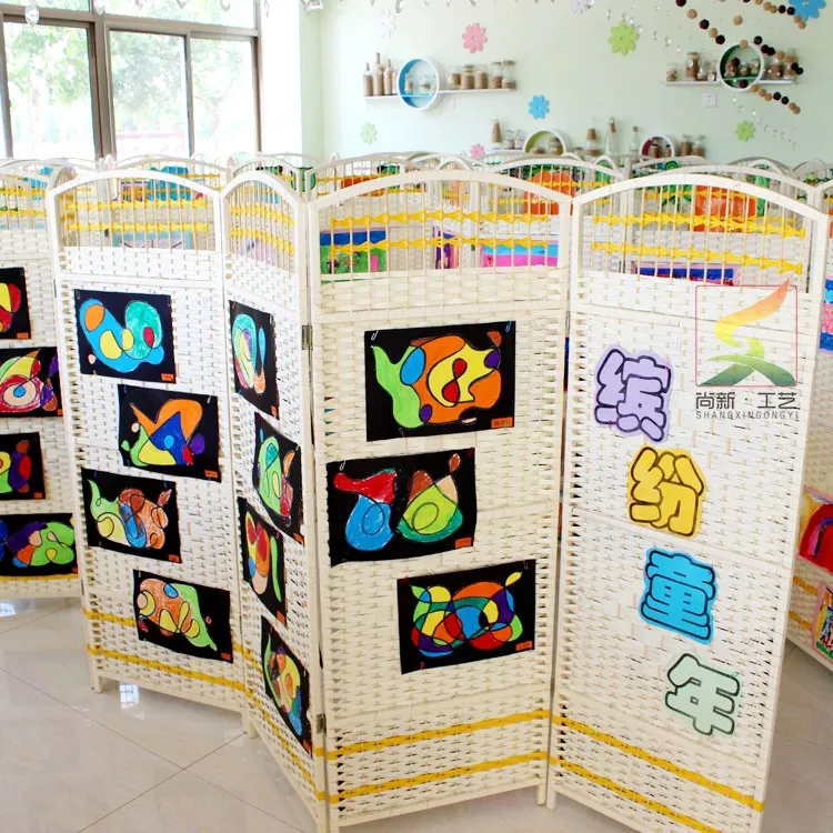 Regional fence paper rattan woven children partition decorative fence partition folding screen small screen