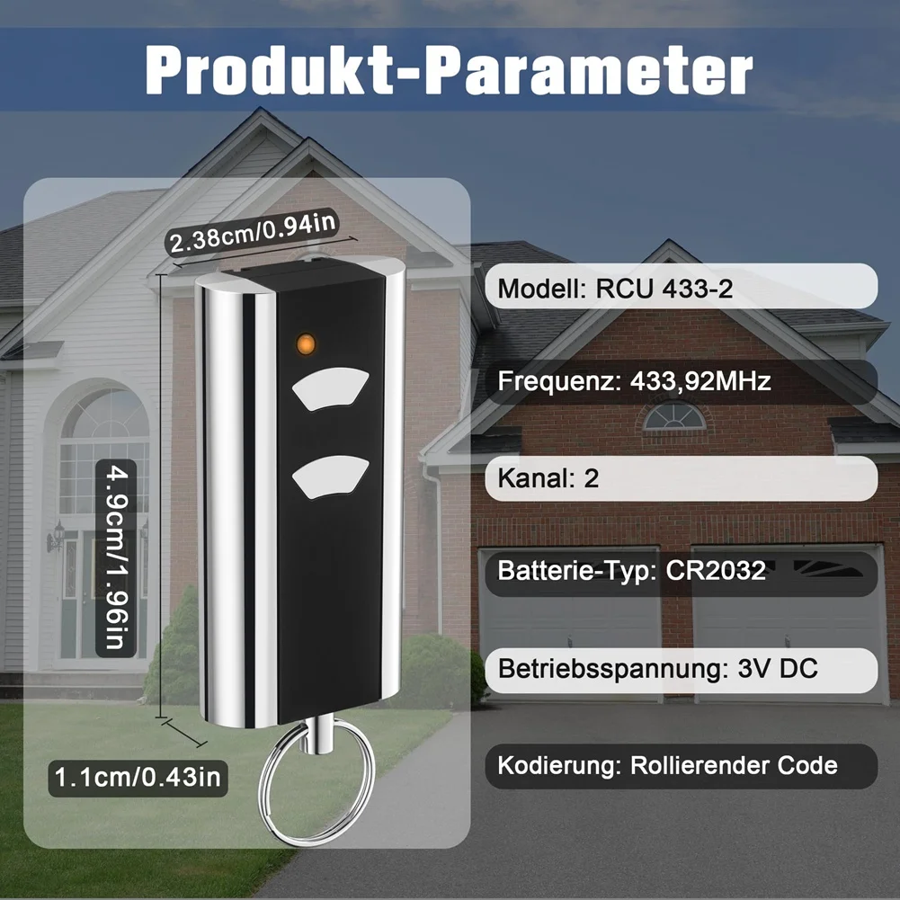Garage Remote Control for Entrematic RCU 433-2,for Crawford Standard Steel 433.92 Garage Door Key