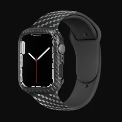 Sleek Carbon Fiber Apple Watch Case & Strap with Silicone Bracelet - 42mm (Carbon fiber)