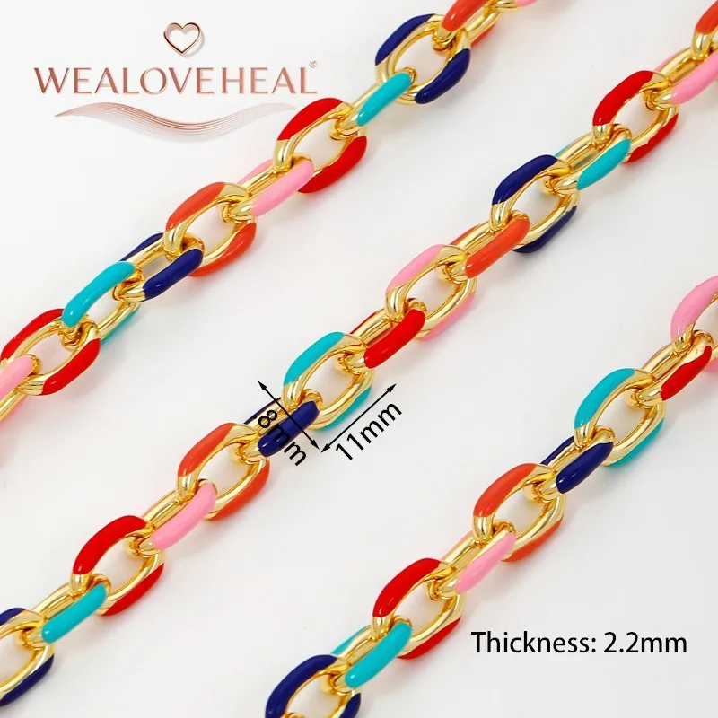 Kein Verblassen, Edelstahl, 18 Karat Gold, Emaille, Tropföl, Pastellketten für Schmuckherstellung, DIY-Armband, Halskette, Taschenkette, Zubehör – Detail 16