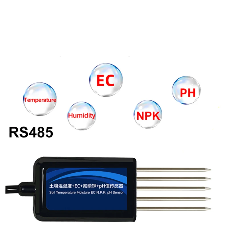 485 농업 토양 온도 및 습도 센서 ph NPK 수분 ec 감지 기기, 다산 영양소 온실
