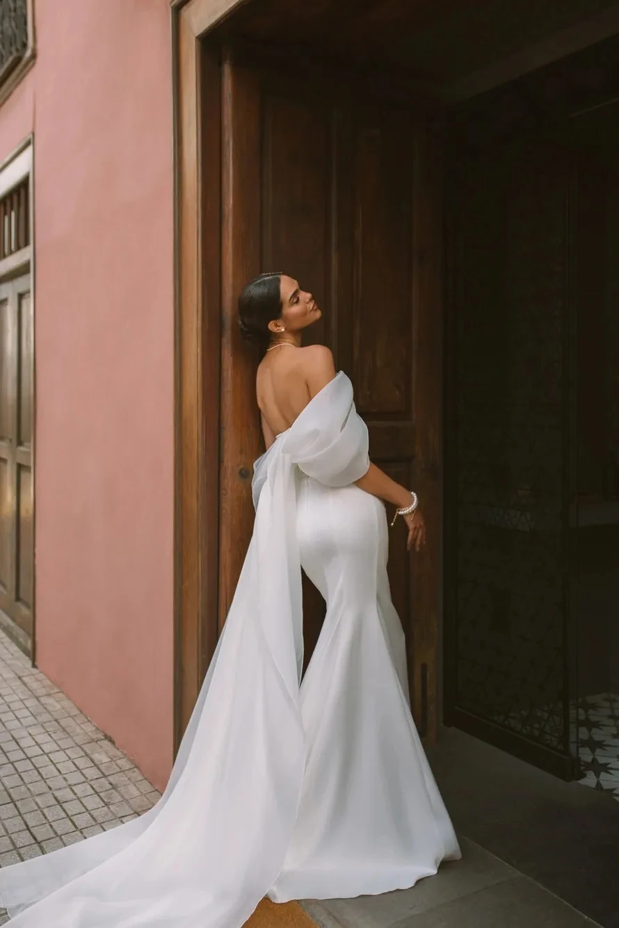

Simple Cheap Off The Shoulder Sweetheart Sheath Mermiad Wedding Dresses Formal Bridal Grown Rode De Morrie