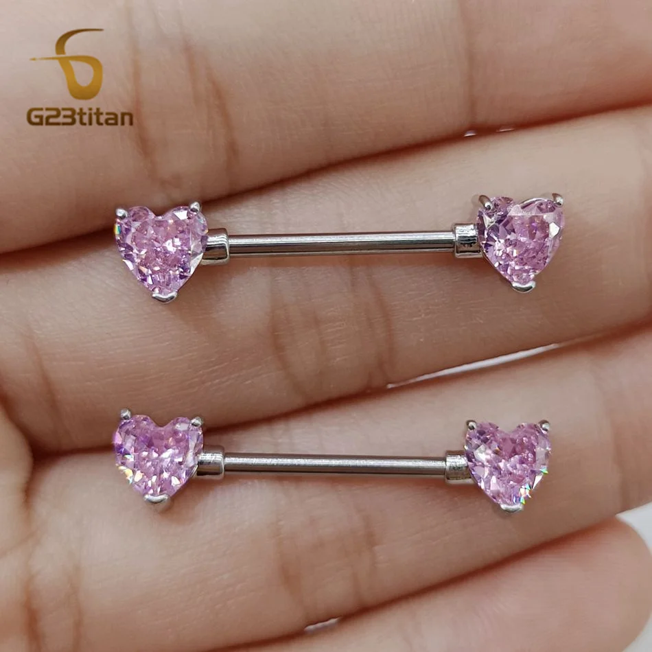 2pcs Pink Heart Zircon Nipple Ring Women Sexy Summer Accessories
