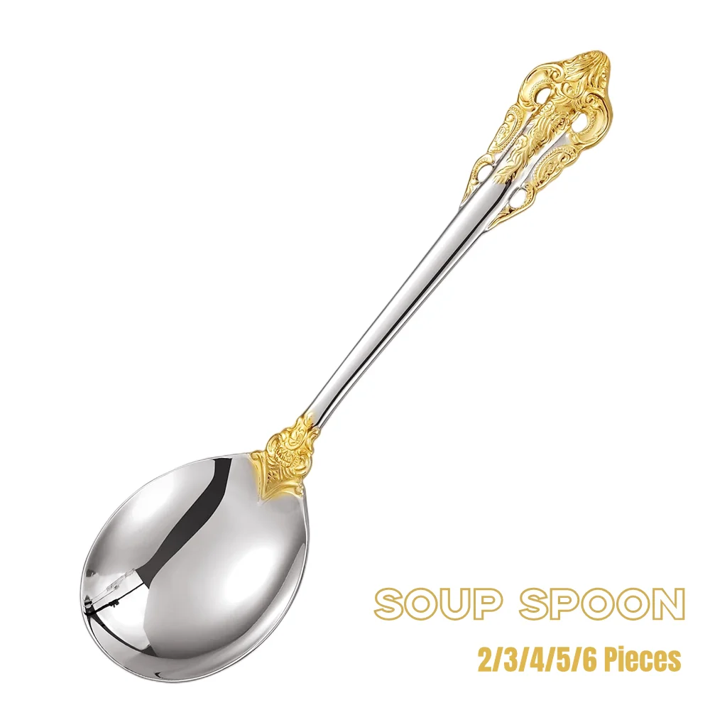 6 Pieces large Soup Spoons, Stainless Steel Spoon