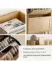 Rattan Storage Shoe Cabinet with 2 Flip Drawers Farmhouse Freestanding Organizer with Wooden Legs Boho Hidden Narrow Sho 3